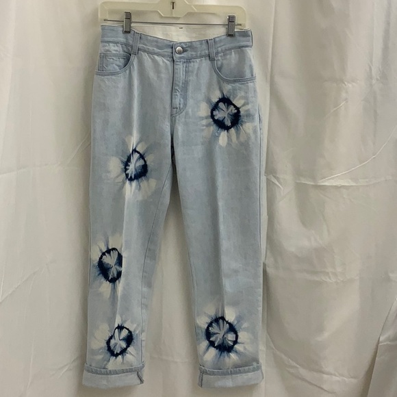 Unique Stella McCartney Barrel-leg Style Tie Dye Pattern Light Blue Jeans, NWOT - Picture 3 of 16